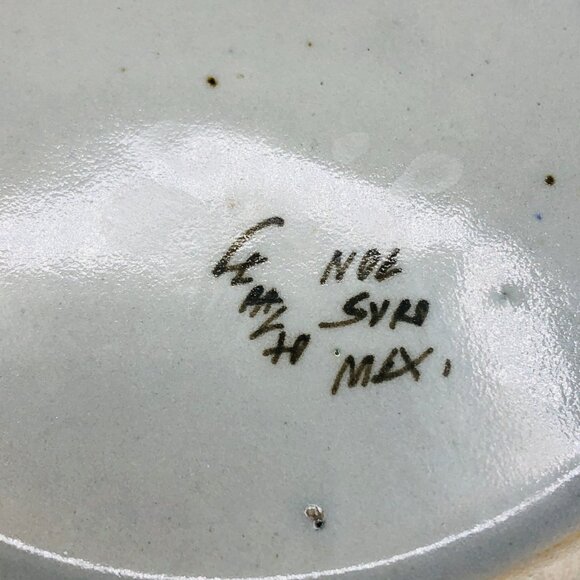 Vintage Ken Edwards Tonala Pottery Plate, Blue Bird Butterfly Florals Folk Art - Picture 8 of 10